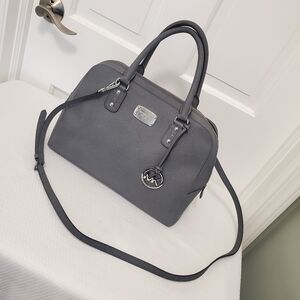 Michael KORS Grey Saffiano Leather Domed Satchel/Shoulder Bag, Business, Classic